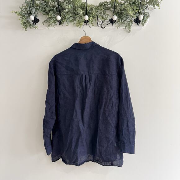 J. McLaughlin Navy Blue Fallon Linen Popover Oversized Tunic Small NWOT - Picture 4 of 4